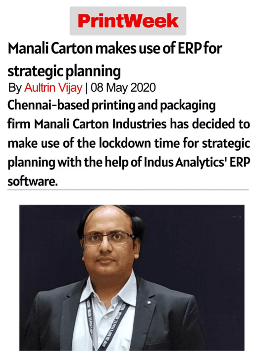 Manali Carton makes use of ERP for strategic planning