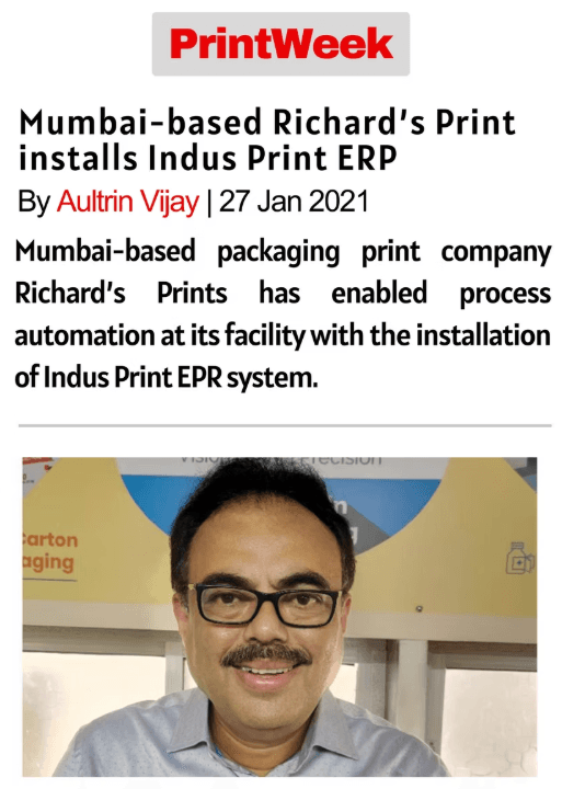 Mumbai-based Richard's Print installs Indus Print ERP