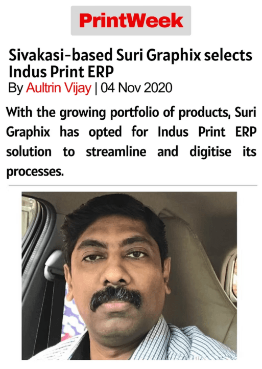 Sivakasi-based Suri Graphix selects Indus Print ERP